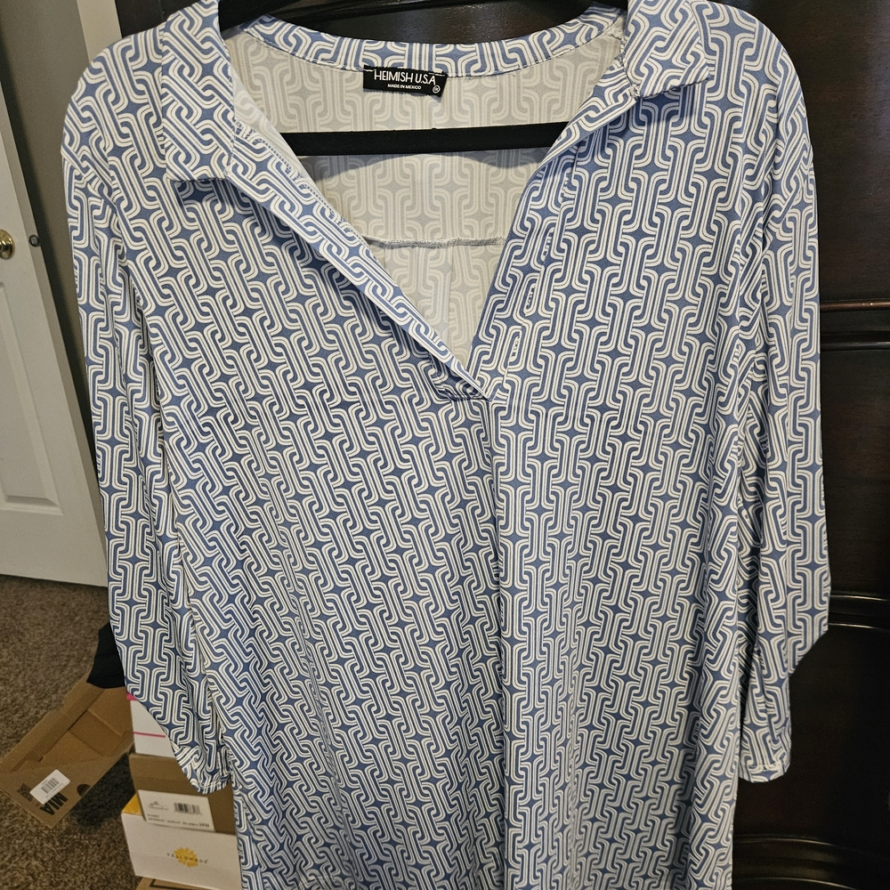 Heimish Blue and White Patterned Shirt